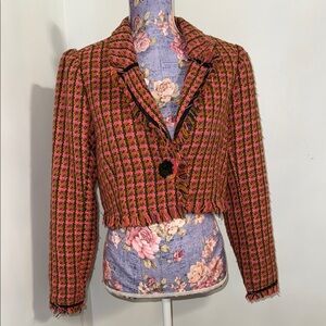 Maeve Orange and Black Tweed Blazer Maeve by Anthropologie